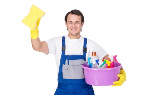 Carpet cleaning equipment prepared for a booked service